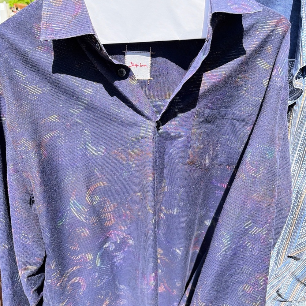 Signum Navy Patterned Button-Up Shirt